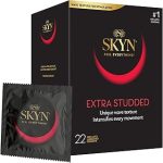 SKYN Extra Studded 22 Count Lubricated Latex-Free Condoms Unique Texture Intensifies Every Moment​ (New)