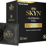 SKYN Supreme Feel Non-Latex Condoms 30 Count Ultra-Thin Pre-Lubricated for a Natural Smooth Fit (New)