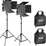 NEEWER 2 Pack Bi Color 660 LED Video Light and Stand Kit 3200-5600K 2 CRI 96 Dimmable Light with U Bracket and Barnd (New)