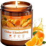 Sweet Orange Odor Eliminating Candles 7 oz Soy Scented Candle Eliminates 95% of Pets Smoke Food Odors Soy Wax 50 Ho (New)