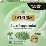 Twinings Pure Peppermint Herbal Tea Individually Wrapped Bags 100 Count Pack of 1 Fresh Minty Flavour Naturally Caffe (New)