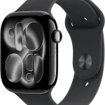 Apple Watch Series 11 [GPS 46mm] Smartwatch with Jet Black Aluminum Case with Black Sport Band - M/L Sleep Score Fitness (New)