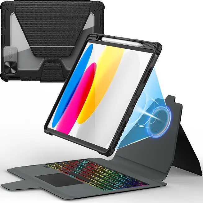 71FgkSoaXvL._AC_UY654_FMwebp_QL65_ Nillkin Magnetic Backlit Keyboard Case for iPad A16 11th 10th Gen Detachable Backlit Keyboard Magnetic Case Trackpad C (New) - Image 1