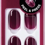 Kiss Impress No Glue Mani Press On Nails Kit Over You 30 Red Peel and Stick Nails Super Slim Short Squoval Glossy Gel (New)