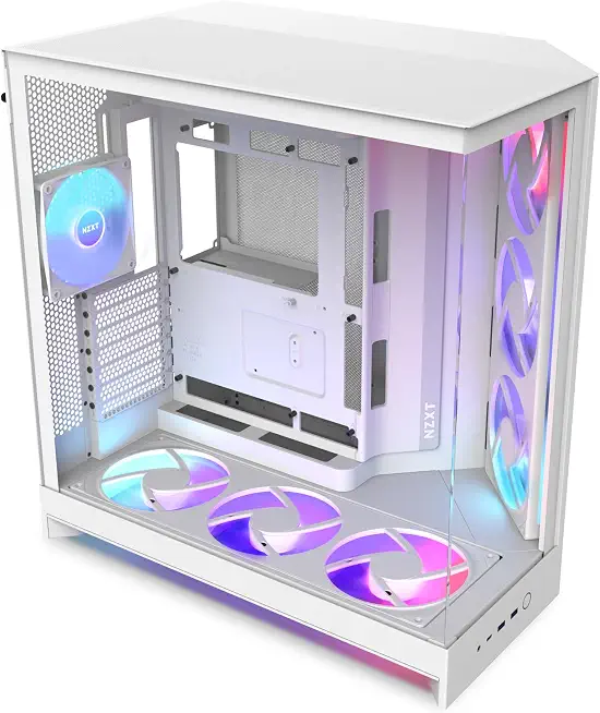 71GUYZWzSyL._AC_UY654_FMwebp_QL65_ NZXT H9 Flow RGB - Dual-Chamber ATX PC Case - White Flagship dual-chamber case with 7 RGB fans and NZXT Control Hub pr (New) - Image 1