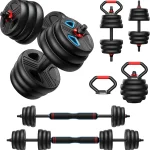 Adjustable dumbbell set20/35/45/55/70/90lbs Free Weights set with upgraded nut 5 in 1 Weight Set Used as Kettlebells Ba (New)