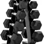 CAP Rubber Coated Dumbbell Weight Set with Rack 100 lb 150 lb 210 550 and 1200 lb Options (New)