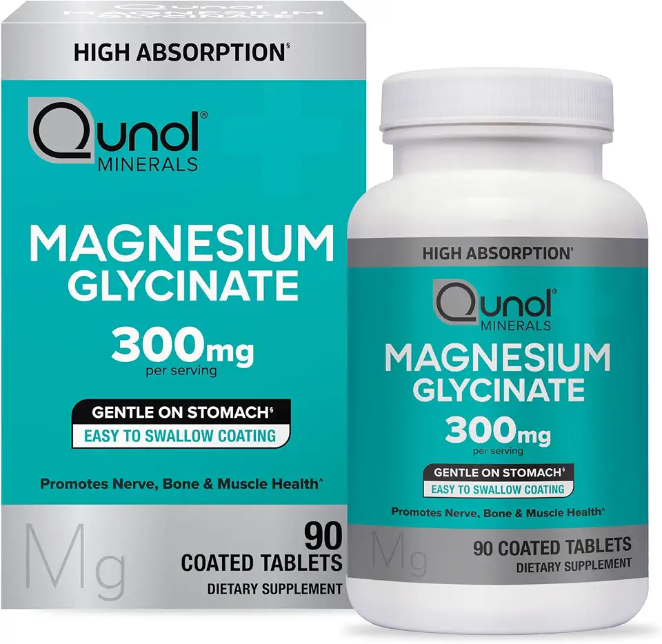 71HmUxteBqL._AC_UL960_FMwebp_QL65_ Qunol Magnesium Glycinate Tablets 300mg 100% Chelated Gluten-Free 90ct Support Nerve Bone & Muscle Health Cognitive (New) - Image 1