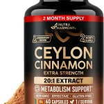 Ceylon Cinnamon Capsules - Energy Heart &amp Metabolism Support - 60 Capsules Pure Natural Cinnamon Supplement for Men &amp Wo (New)