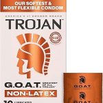 Trojan G.O.A.T. Latex-Free Lubricated Condoms for Men 10 Count Latex Free Patent Pending Ultra Flex Non-Latex Materia (New)