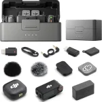 DJI Mic 3 2 TX 1 RX Charging Case Lightning Adapter Wireless Lavalier Mic for iPhone/Camera/Android Adaptive Ga (New)
