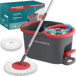 SONGMICS Spin Mop and Bucket Set with Pedal Wringer 1 Microfiber Pad Floor Cleaning Mop with Bucket Adjustable Handle (New)