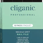 Cliganic 12 Pack Nail File Set: 180/240 Grit Professional Emery Boards for Natural Gel &amp Acrylic Nails Washable Doubl (New)