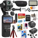 DJI Osmo Pocket 4P Content Bundle with Mic Mini Wireless Microphone System 256GB Extreme Memory LED Light Metal Grip (New)