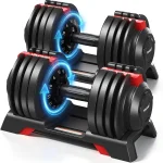 Yagud Adjustable Dumbbell Set 40/50/90lbs Adjustable Weights Dumbbells 12/16 Levels Adjust1 Hand Rotation Safety Lock (New)