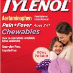 Children's Tylenol Chewables 160 mg Acetaminophen Grape 24 ct Pain Reliever &amp Fever Reducer Cold Flu Symptoms Hea (New)