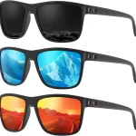 Fanshen Square Polarized Sunglasses for Men 3 Pack Lightweight UV Protection Sun Glasses for Driving Fishing Golf (New)