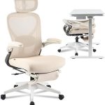 FLEXISPOT Foldex Mesh Ergonomic Office Chair Folding Cream Folding Chair for Small Spaces Lumbar Support Flip-up Arm (New)