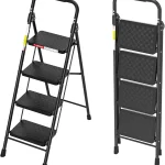 HBTower 4 Step Ladder with Wide Anti-Slip Pedal and Cushioned Handle Step Stool Foldable with 330 lbs Capacity for Home (New)