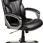Amazon Basics Executive High Back Office Chair Adjustable Height Tilt Swivel Padded Seat Bonded Leather Wheels Blac (New)