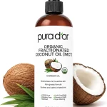 PURA D'OR USDA ORGANIC Fractionated Coconut Oil: Hair &amp Skin Bath Oil 16oz Pure Lightweight Hair Styling Oil Liquid Moi (New)