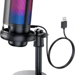 Gaming Microphone for PC: USB Mic for Podcasts Videos &amp Streaming - Condenser Mic with Quick Mute &amp Pop Filter - RGB Micro (New)
