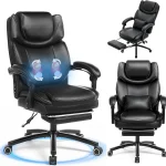 COLAMY Executive Office Chair with Heat Massage Footrest &amp Lumbar Support Comfort-focused desk chair for home offices (New)