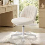 SONGMICS Office Chair Swivel Makeup Vanity Desk Chair Height Adjustable Foam Padded for Home Office Bedroom Dressin (New)