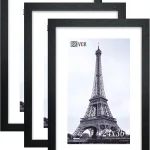 VCK 24x36 Poster Frame 3 Pack Black Solid Wood Picture Frame Wall Display Easy Hanging 11in Wide Border 24 x 36 Fra (New)