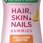 Nature's Bounty Optimal Solutions Hair Skin &amp Nails with Biotin &amp Collagen Citrus-Flavored Gummies Vitamin Supplement (New)