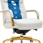 La-Z-Boy Sonata Ergonomic Bonded Leather Swivel Executive Chair White and Gold CCHR10014A (New)