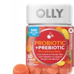 OLLY Probiotic Prebiotic Gummy 500 million CFUs Peachy Peach - 30 Count Gut Health Support 500 million CFU of Bacil (New)