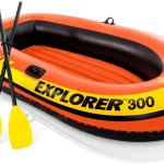 INTEX Explorer Compact Inflatable Boat Series: Dual Air Chambers   Welded Oar Locks   Grab Handles   Bow Rope   Sporty Design (New)