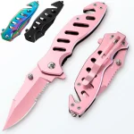 Pink Pocket Knife for Women - Legal Small Knife - 268 Inch Serrated Blade - Womens Knife for Self Defense - Cute Girl Sur (New)