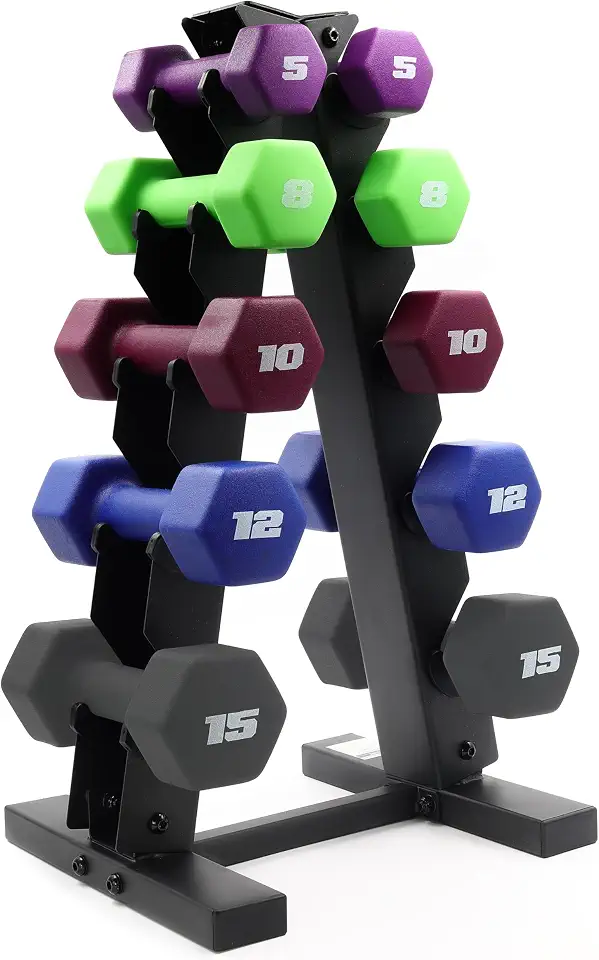 71W5I-HjBCL._AC_UL960_FMwebp_QL65_ CAP Neoprene Dumbbell Pairs & Sets Color Series Non-Slip Grip Hex Design (New) - Image 1