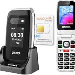 UNIWA V202T 4G Flip Phone Unlocked for Seniors Basic Cell Phone HD Dual Screen 2.4"+1.77" Speed Dial SOS Button Big Fo (New)