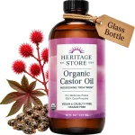 HERITAGE STORE USDA Organic Castor Oil Cold Pressed 16 fl oz Nourish hair brows lashes and skin with USDA Organic Ca (New)