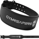 Gymreapers Leather Weightlifting Belt for Bodybuilding Squatting Lower Back Support &amp Back Pain - Real Leather Adjustab (New)
