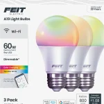 Feit Electric Smart Light Bulbs A19 RGBW Color Changing - 60W Eq - 3 Pack Wi-Fi 24GHz Works with Alexa &amp Google App (New)