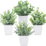 Der Rose 4 Pack 7&quot Mini Fake Plants Artificial Plants for Bathroom Decor Frosted eucalyptus look easy-care artificial (New)