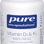 Pure Encapsulations Vitamin D3 &amp K2 120 Capsules Bone and Vascular Health Support* Immune Function Support* Gluten-Fr (New)