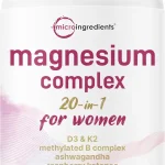 Micro Ingredients Magnesium Complex for Women 240 Veggie Capsules 20-in-1 with Glycinate Citrate &amp More D3 K2 Meth (New)