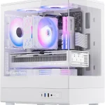 darkFlash DB330M Micro ATX PC Case Pre-Install 3 PWM ARGB Fans White Full View Dual Tempered Glass MATX Gaming PC Cas (New)