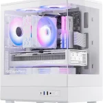 darkFlash DB330M Micro ATX PC Case Pre-Install 3 PWM ARGB Fans White Full View Dual Tempered Glass MATX Gaming PC Cas (New)