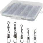 Beoccudo Fishing Swivels Snap Swivels 210pcs Barrel Swivels with Snaps Fishing Swivels Saltwater Freshwater Snap Connector (New)