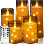 Homemory Flickering Flameless Candles LED Pillar Candles with Remote Battery Operated Candles with Timer and Embedded S (New)