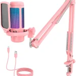 TONOR Gaming Microphone Set Vocal Condenser Mic fop PC Gamers with RGB Boom Arm Set USB Mic with Controllable Light O (New)