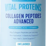 Vital Proteins Collagen Peptides Powder Advanced Unflavored 20oz Hyaluronic Acid &amp Vitamin C Supports Hair Skin &amp Nai (New)