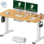 FLEXISPOT EN2 55"x28" Whole-Piece Standing Desk with Power Strip Maple Whole-Piece Desktop Easy-Access Clamp Power Str (New)