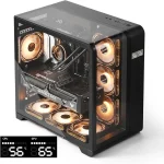 darkFlash ATX Mid-Tower PC Case with Screen Three Side Glass Curved Full View Dual Gaming PC Case 4 PWM ARGB Fans Compu (New)